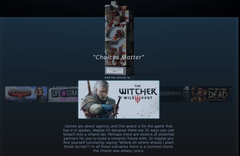 Steam awards choice matter min