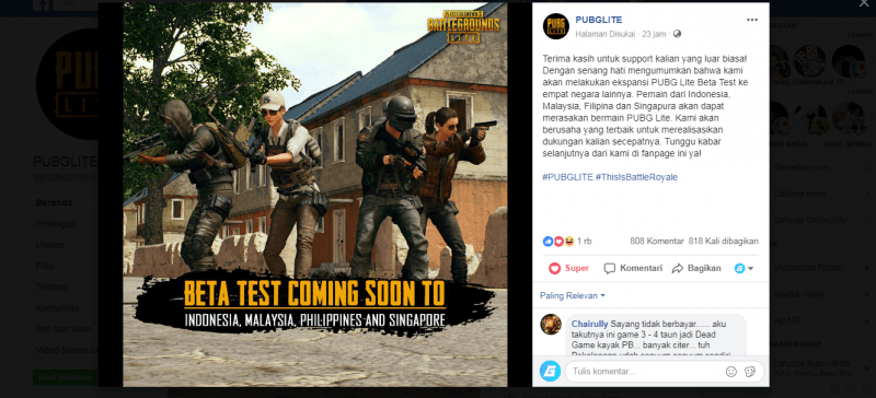 Khusus kentang, pubg lite akan masuk tahap beta di indonesia