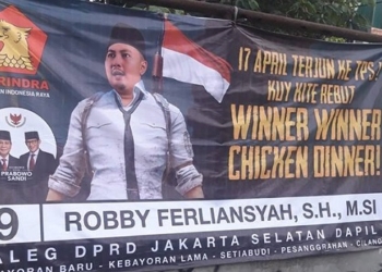 Seorang caleg beri tagline 'winner winner chicken dinner' di spanduk kampanyenya! Gamedaim