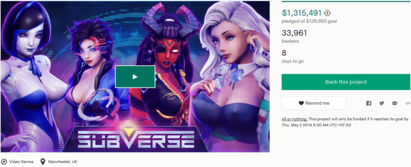 Fantastis, pendanaan kickstarter game dewasa 'subverse' capai 18 miliar!