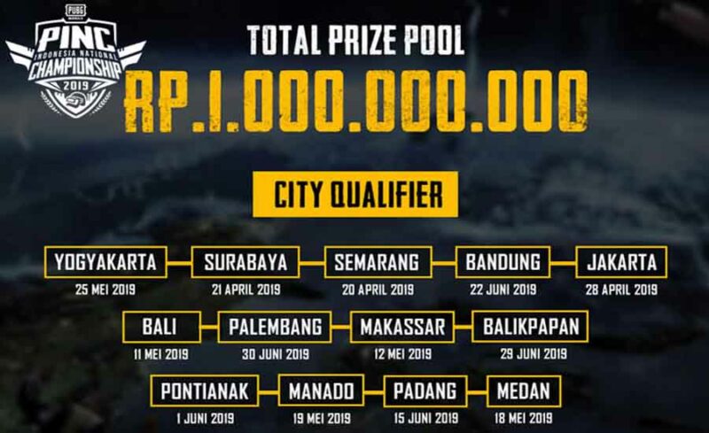 PUBG Mobile Indonesia National Championship 2019 Resmi Akan Digelar Di 13 Kota Besar Di Indonesia! 