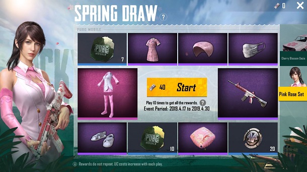 Ragam hadiah, pubg mobile resmi hadirkan event spesial spring! Spring draw