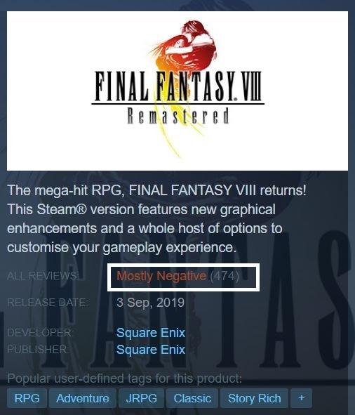 Baru Rilis Final Fantasy VIII Remastered Malah Dibanjiri Review Negatif