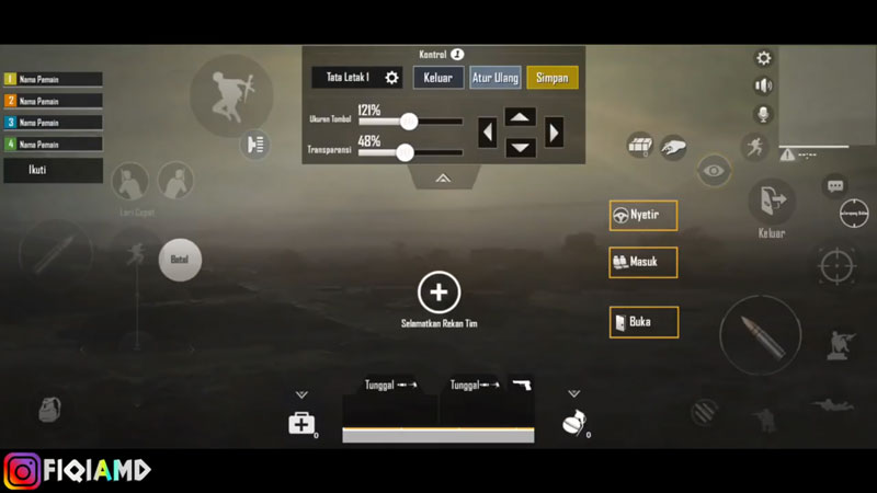 Inilah setting sensitivitas terbaik pubg mobile dari fiqi amd tombol