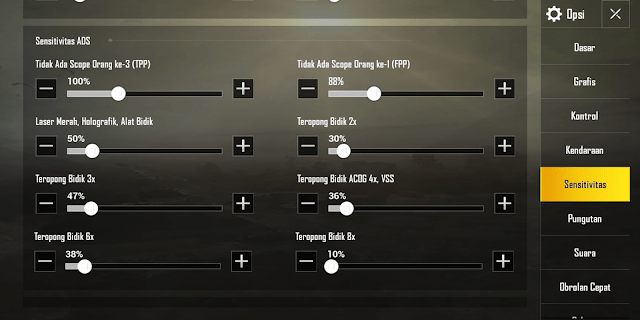 Inilah settingan sensitivitas pubg mobile dari bpg ads
