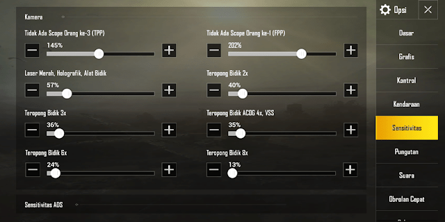 Inilah settingan sensitivitas pubg mobile dari bpg camera
