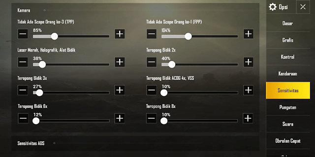 Inilah settingan sensitivitas pubg mobile dari deta tanjung camera
