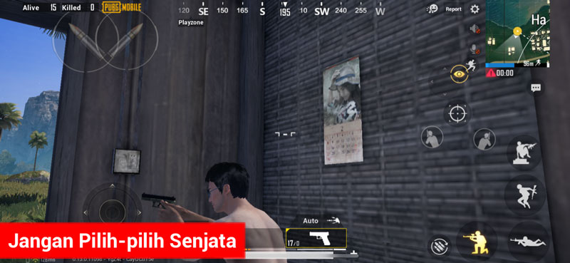 Tips bertahan hidup tanpa apapun di pubg mobile pilih senjata 1