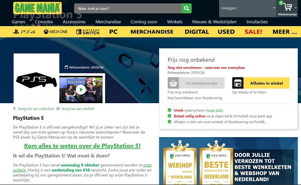 Belum Dikonfirmasi Sony E Commerce Di Belanda Ini Sudah Buka Pre Order PlayStation 5 