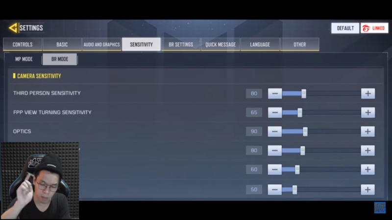Settingan sensitivitas camera mode br