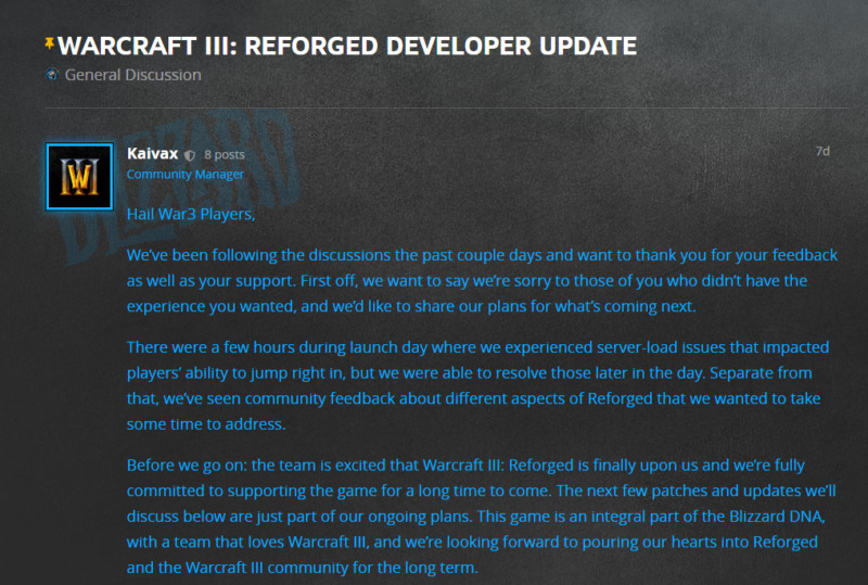 Blizzard Entertainment Minta Maaf Tentang Masalah Warcraft 3 Reforged 