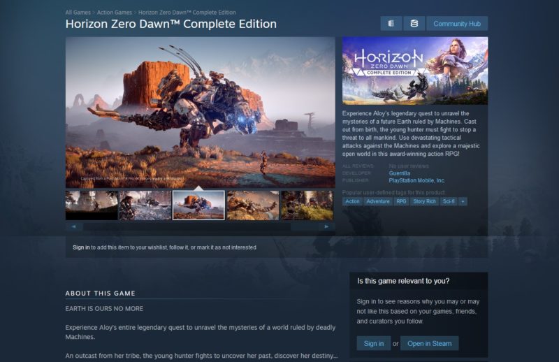 Horizon zero dawn resmi akan rilis di pc melalui steam gd