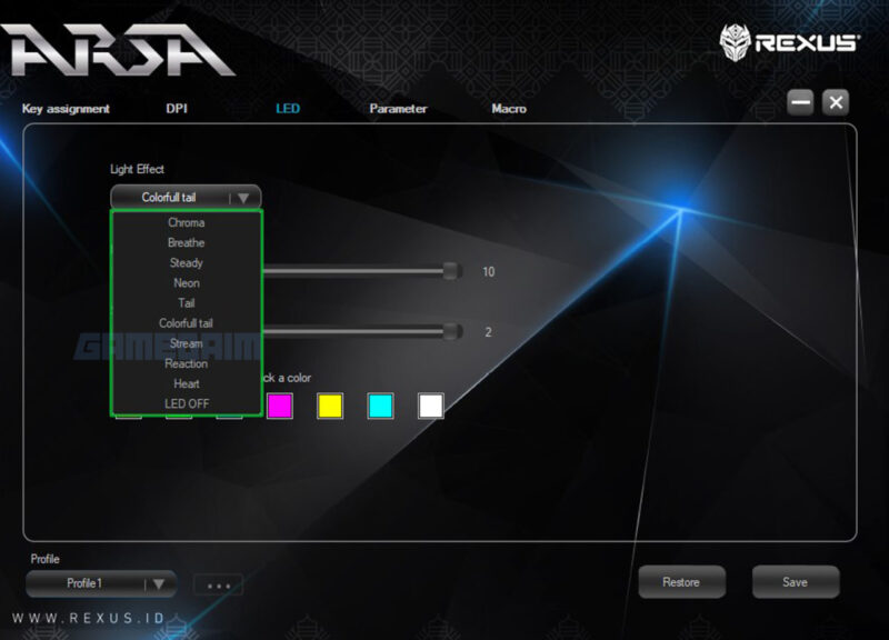 Rexus arsa software led gamedaim review