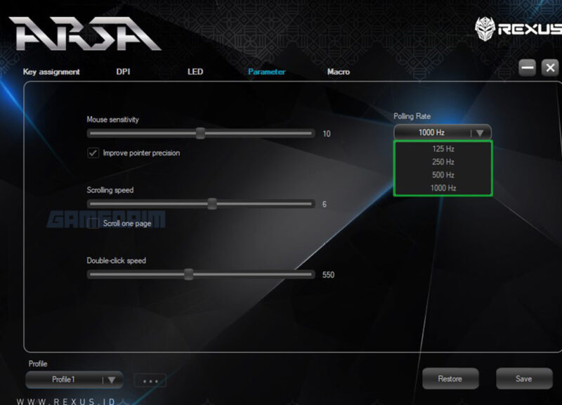 Rexus arsa software parameter gamedaim review