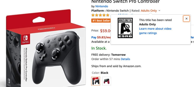 Amazon Beri Rating Khusus Dewasa Untuk Controller Nintendo Switch