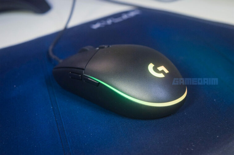 Logitech G102 Lightsync Mouse On Mousepad Closeup Gamedaim Review