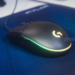 Logitech g102 lightsync mouse on mousepad closeup gamedaim review