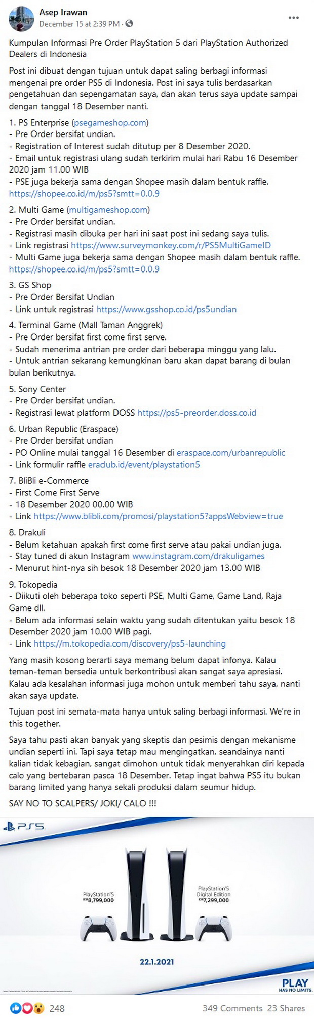 Dimulai Hari Ini Informasi Seputar Pre Order Playstation 5 Di Indonesia 