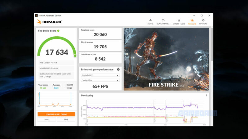 Lenovo legion 7i 3dmark firestrike score gamedaim review