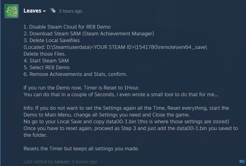 Seorang Player Berhasil Reset Batas Waktu Demo Resident Evil: Village | SteamCommunity