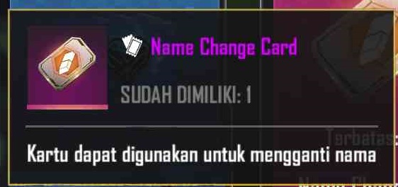 Card free fire change name card