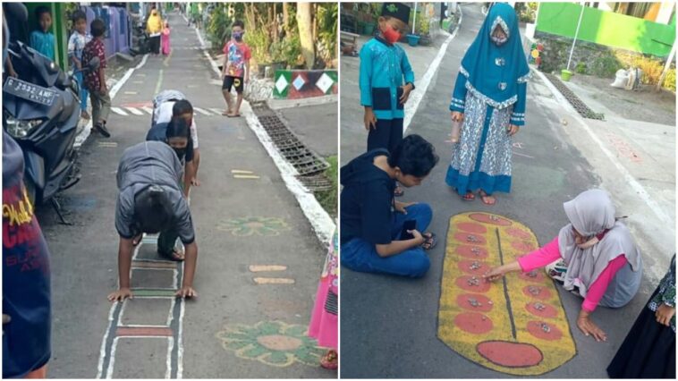 Emak Emak Ini Ubah Jalanan Jadi Game Tradisional Demi Cegah Anaknya Kecanduan Game Online