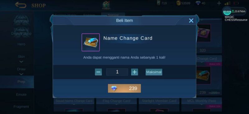 Name Change Card Gratis Mobile Legends