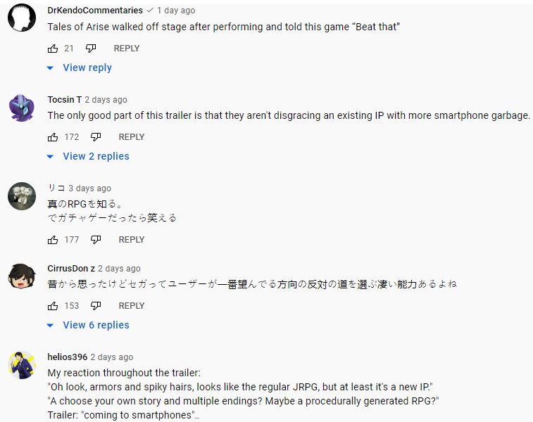  Teaser Game RPG Mobile Milik SEGA Kebanjiran Respon Negatif  | SEGA