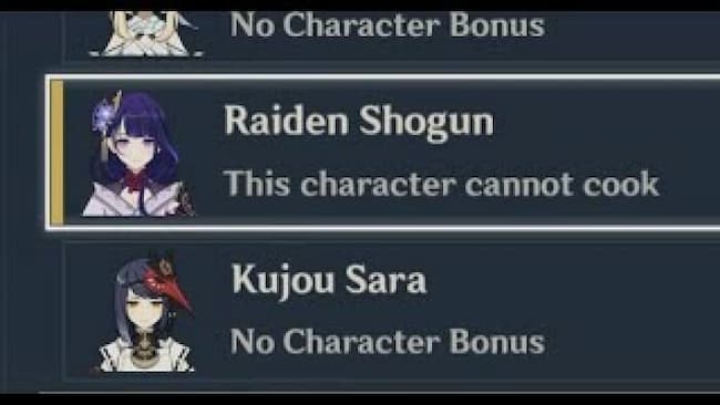 Raiden Shogun Tidak Bisa Memasak