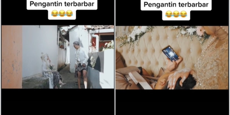 Pengantin terbar bar, main game pubg sambil rebahan saat momen pernikahan