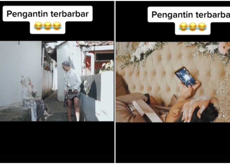 Pengantin terbar bar, main game pubg sambil rebahan saat momen pernikahan