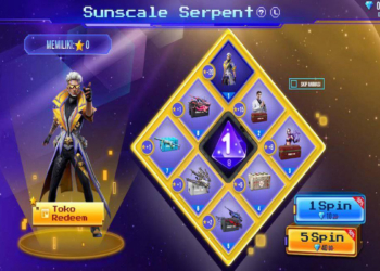 Dapatkan hadiah bundle sunscale serpent ff di event gaming dice