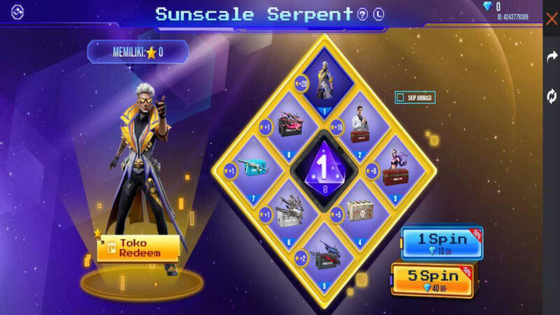 Dapatkan Hadiah Bundle Sunscale Serpent Ff Di Event Gaming Dice