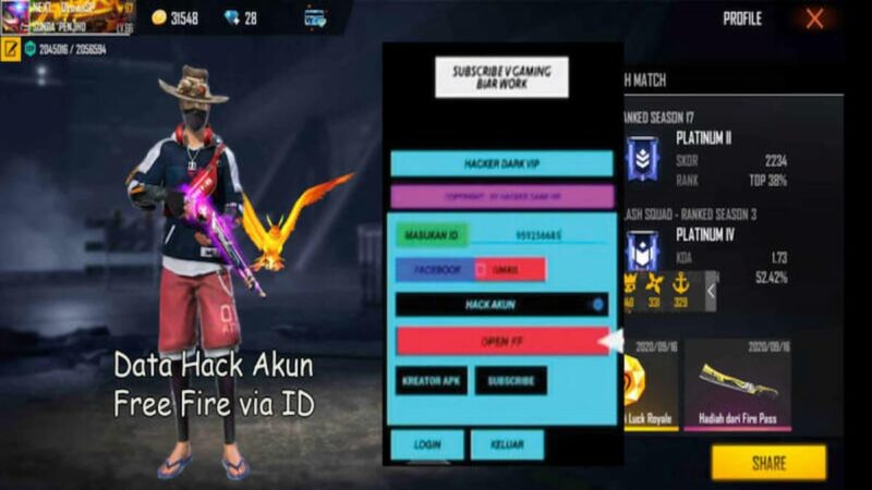 Data Hack Via Id Ff Apk Terbaru, Hack Akun Sultan Gratis