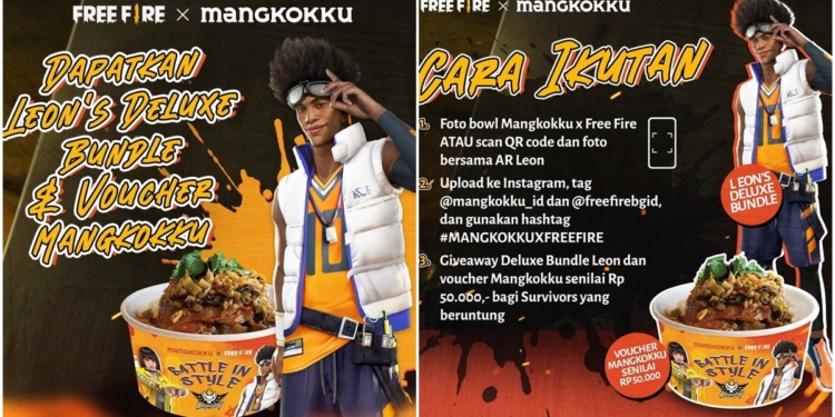 Kolaborasi free fire x mangkokku di event booyah day 2021