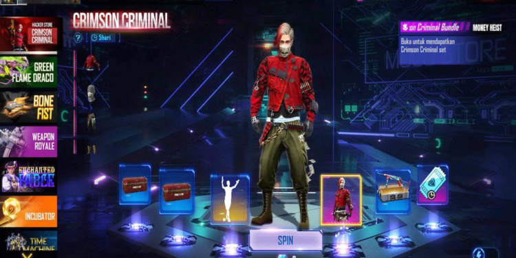 Cara mendapatkan bundle crimson criminal ff di event moco store