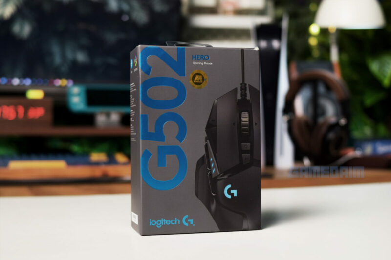 Logitech g502 hero box depan gamedaim review