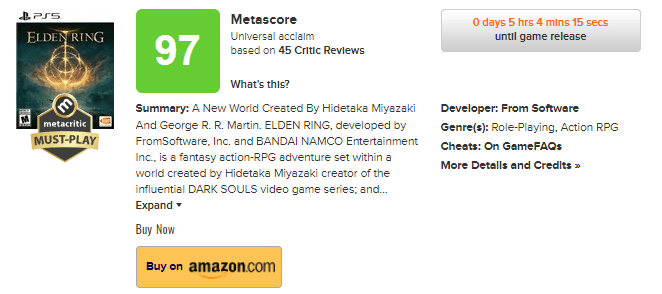 Elden Ring Juga Berhasil Menjadi Game Kedua Dengan Skor Terbaik | Metacritic