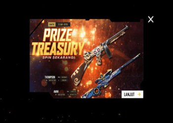 Dapatkan skin thompson goldrim tribute ff dan awm wavebreaker kaze di event prize treasury