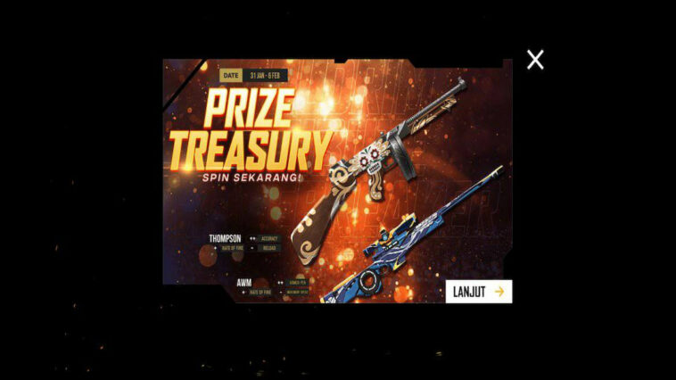 Dapatkan Skin Thompson Goldrim Tribute Ff Dan Awm Wavebreaker Kaze Di Event Prize Treasury
