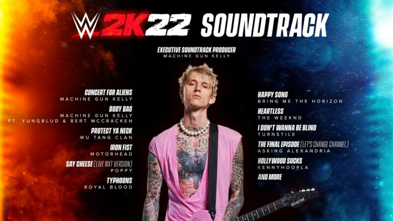 Machine gun kelly ditunjuk untuk mengisi jajaran soundtrack wwe 2k22