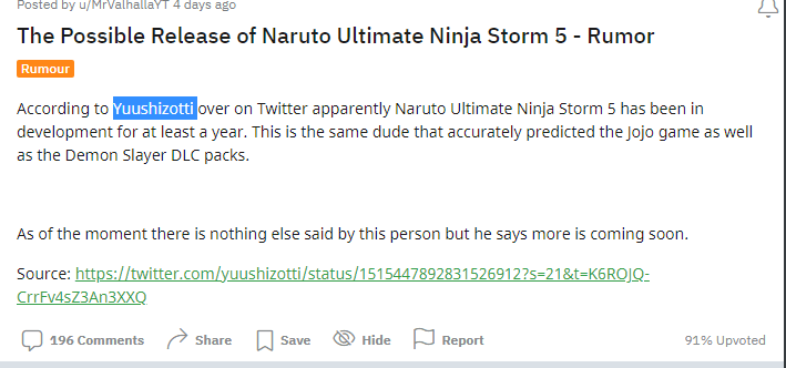 Naruto Ultimate Ninja Storm 5 Sudah Dikembangkan Selama Setahun? | Reddit