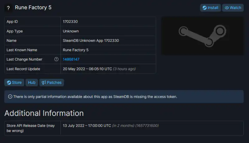 Rune Factory 5 Muncul di SteamDB