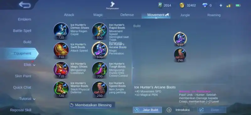 Build Gusion Tersakit Mobile Legends 2022, Musuh Gak Berani Nongol! 4 Ice Hunters Arcane Boots