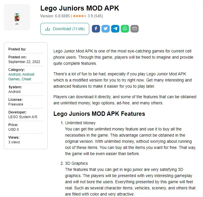 Lego junor mod apk 1