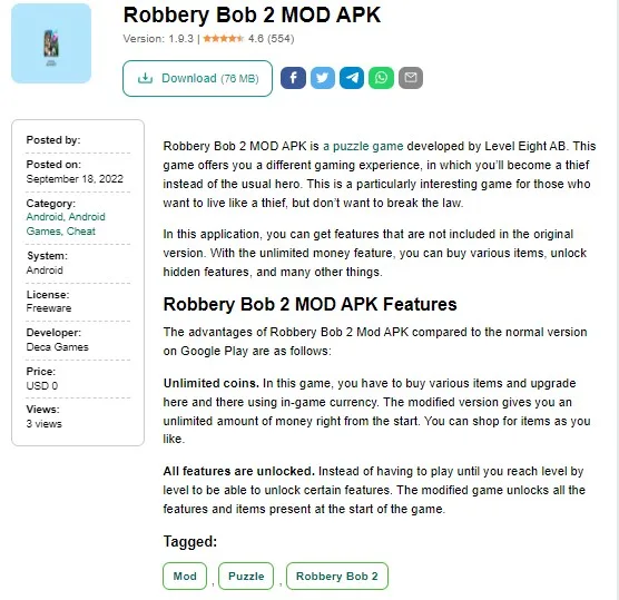 Robbery Bob 2 Mod Apk