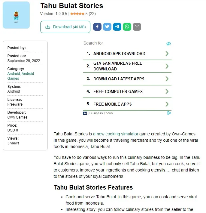 Tahu bulat stories mod apk