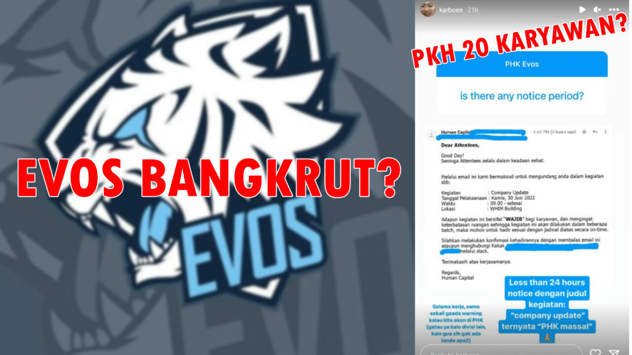 Viral EVOS Bangkrut, Investor Cabut Sampai PHK 20 Karyawan 1 EVOS Bangkrut
