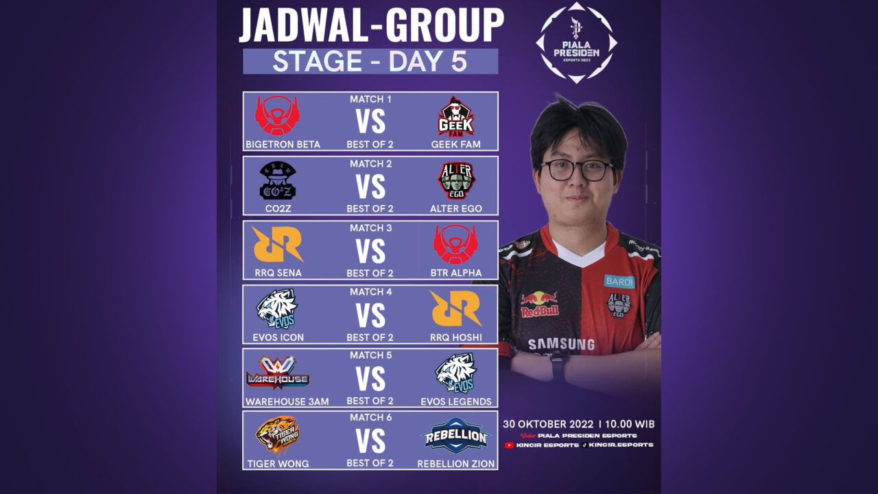 Jadwal Piala Presiden MLBB 2022 Fase Group Stage Day 5 1 Jadwal Piala Presiden MLBB 2022