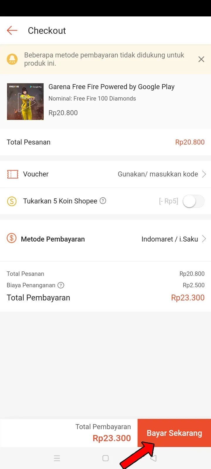 Top up free fire di shopee 8